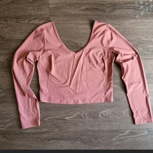 lululemon athletica Dusty Rose Long Sleeve V-Neck Crop Top